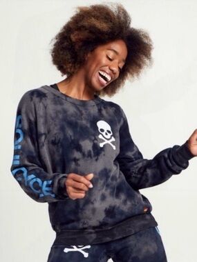 Aviator Nation x SoulCycle Sweatshirt Small Charcoal Tie Dye Skull  Athleisure